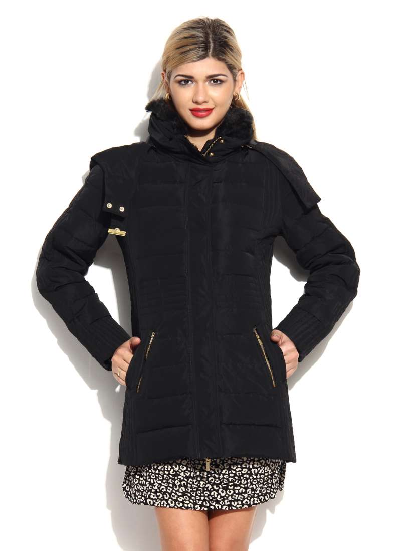 Black jacket myntra best sale