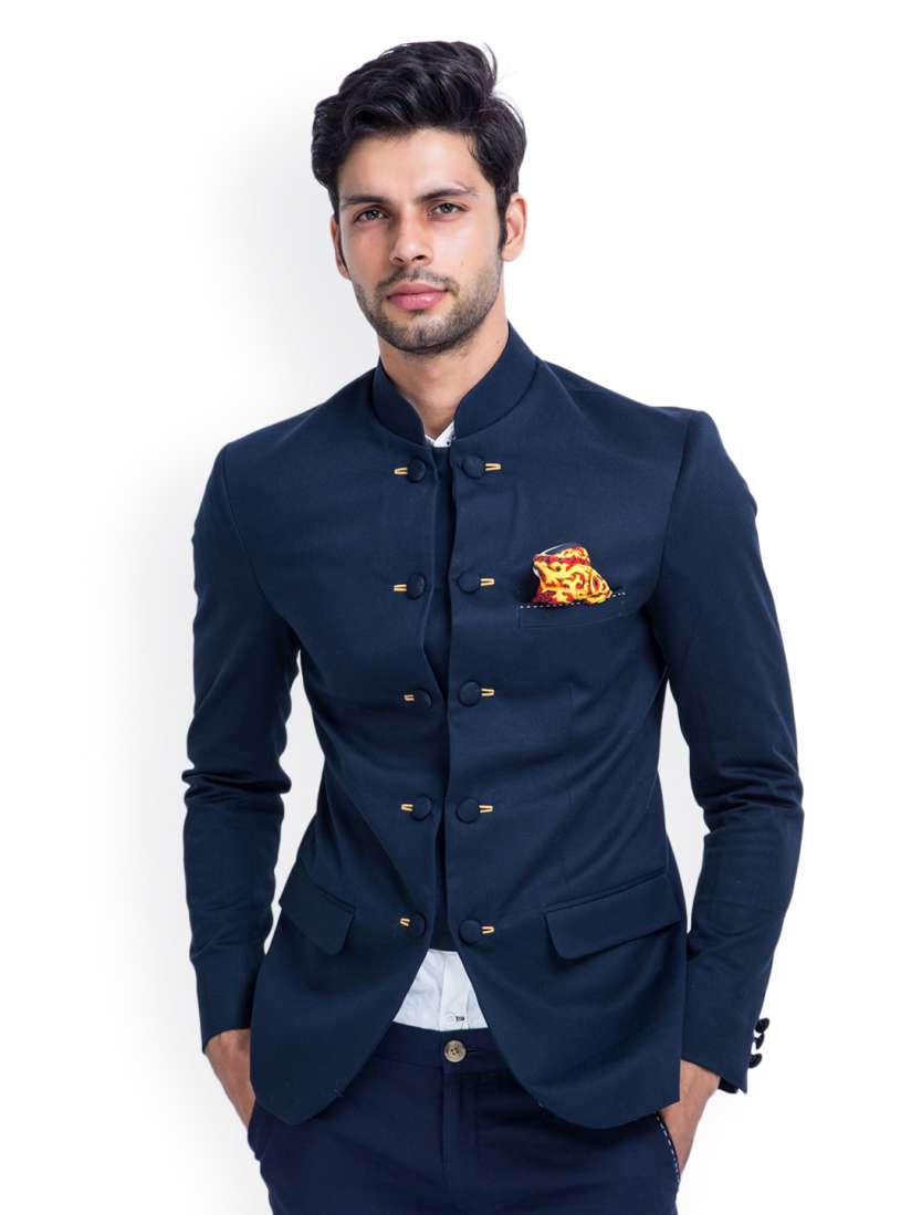 Buy MR BUTTON Men Navy Slim Fit Ethnic Bandhgala Blazer Blazers for Men 456115 Myntra