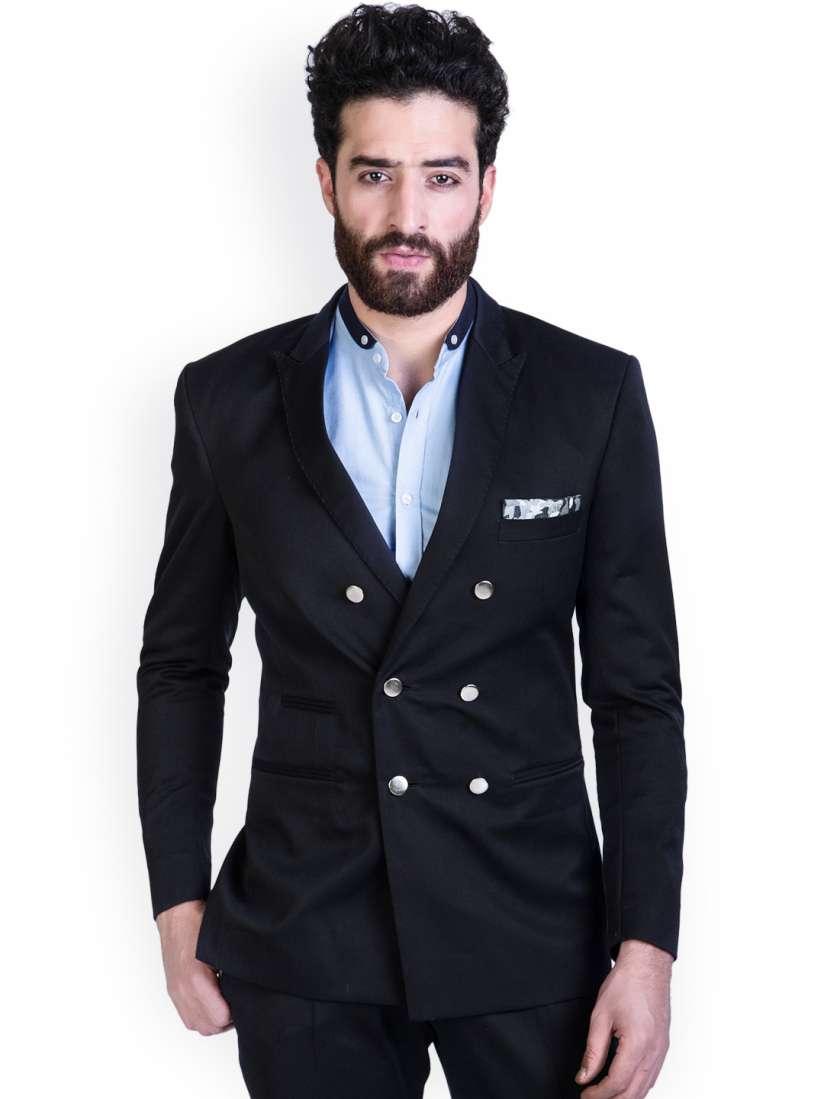 Buy MR BUTTON Men Black Slim Fit Double Breasted Blazer Blazers for Men 608506 Myntra