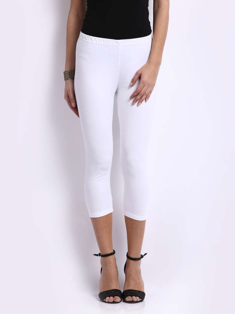 Buy Morrio Women White Cotton Stretch Capri Leggings Leggings for Women 193095 Myntra