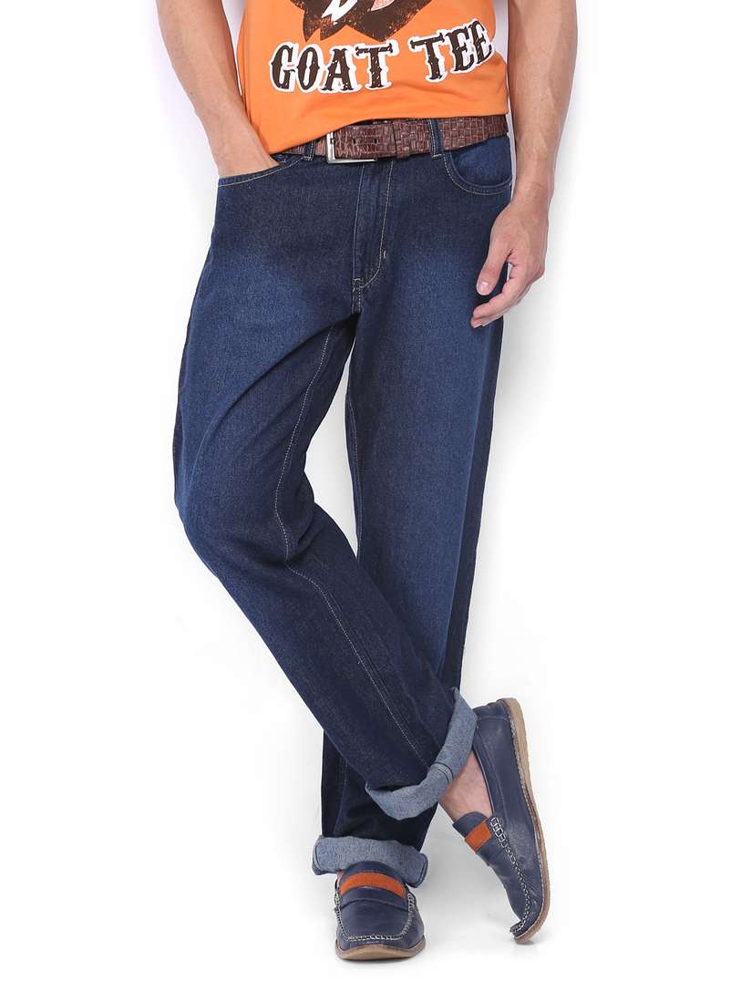 Newport Jeans For Men Men's Blue Loose Baggy Fit Washed Jeans Non