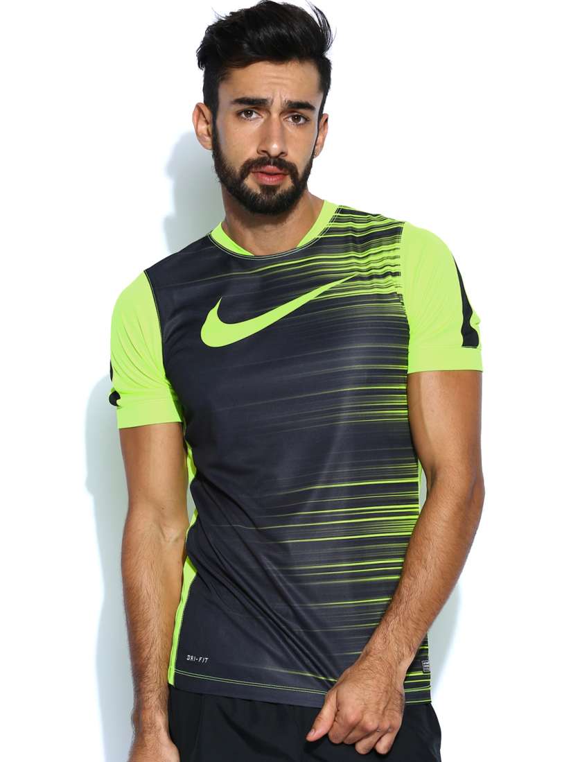 Buy Nike Men Black Neon Green Printed T shirt Tshirts for Men 605054 Myntra