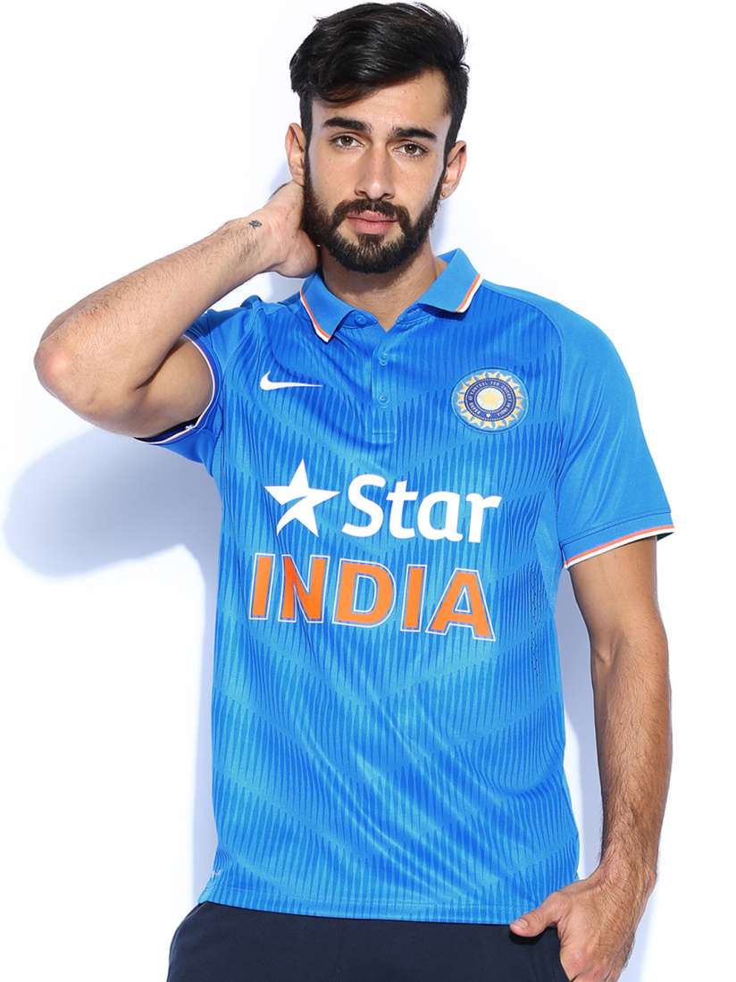 Buy Nike Men Blue Authentic Match Replica Indian Cricket Team Jersey Tshirts for Men 625787 Myntra
