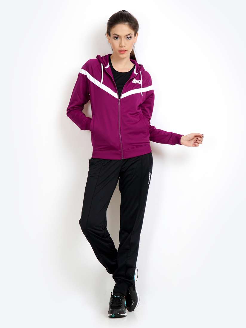 Buy Nike Women Black Purple Warmup Tracksuit Tracksuits for Women 184379 Myntra