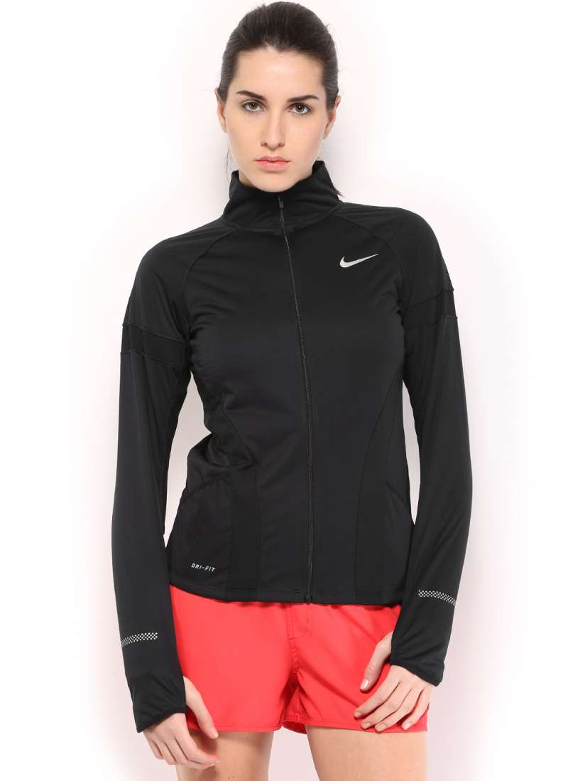 Ladies black nike running jacket outlet