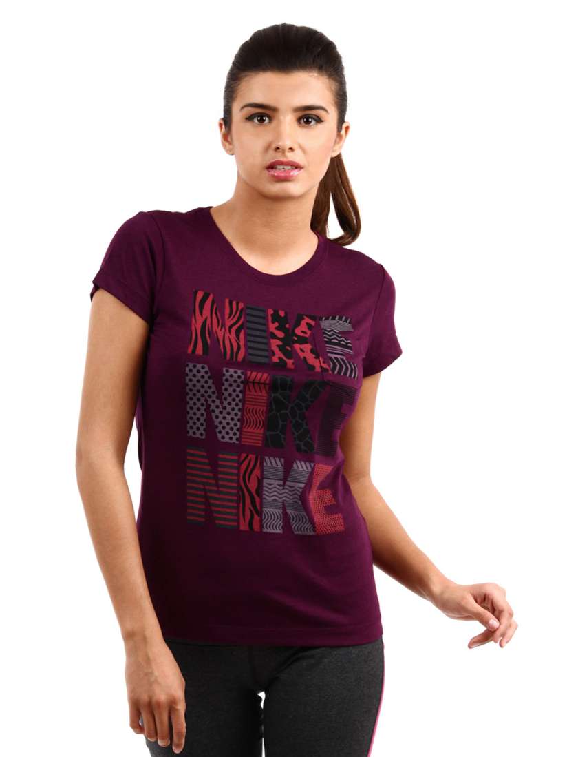 Buy Nike Women Purple Pure Cotton T shirt Tshirts for Women 73915 Myntra