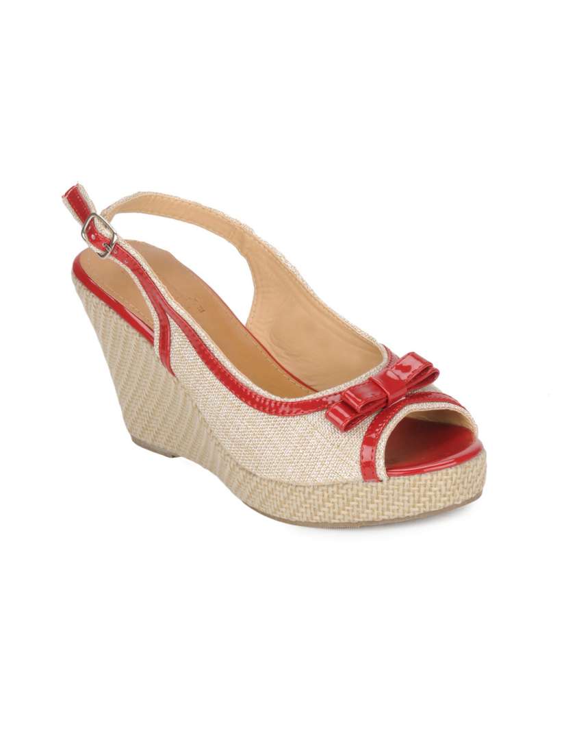 Buy Pavers England Women Red Cream Wedges Heels for Women 111794 Myntra