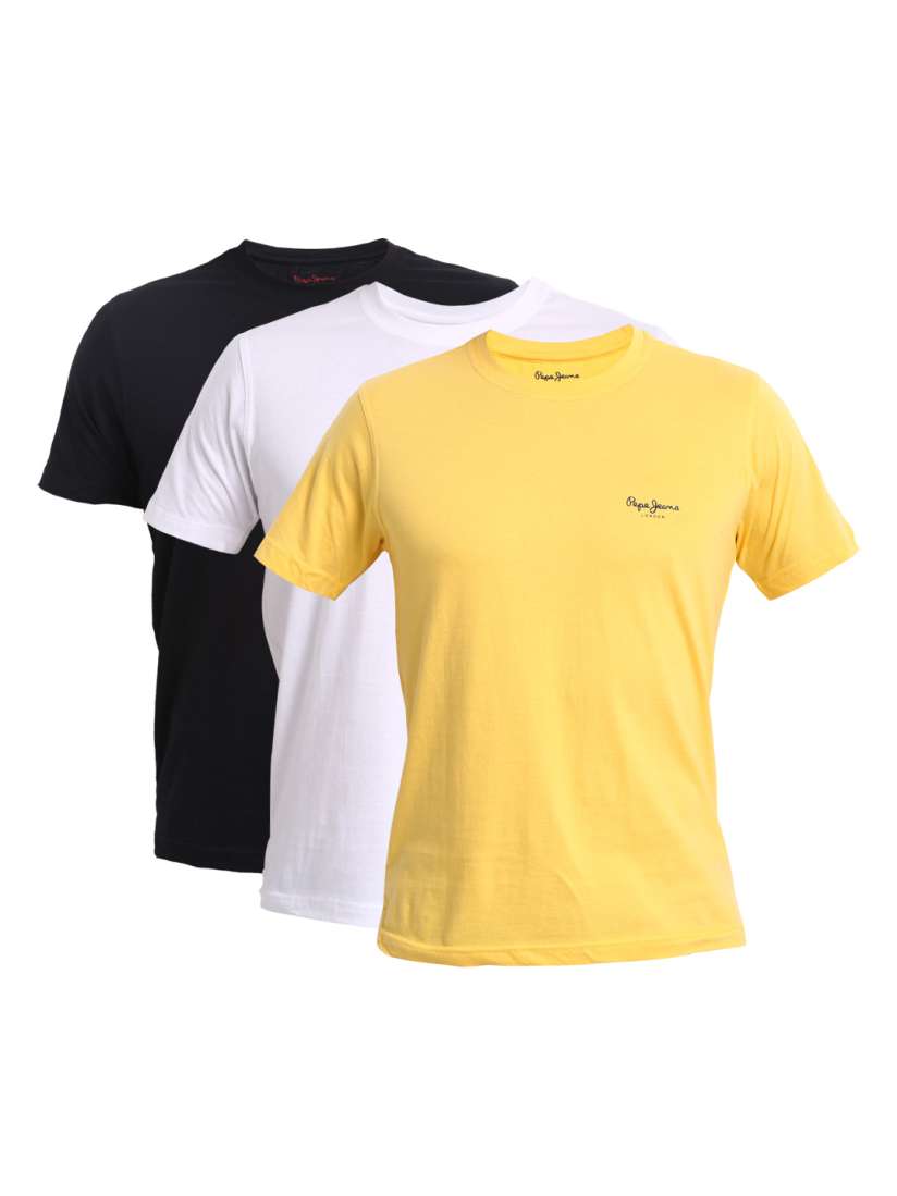 Buy Pepe Jeans Men Pack of 3 Pure Cotton T shirts Tshirts for Men 256060 Myntra