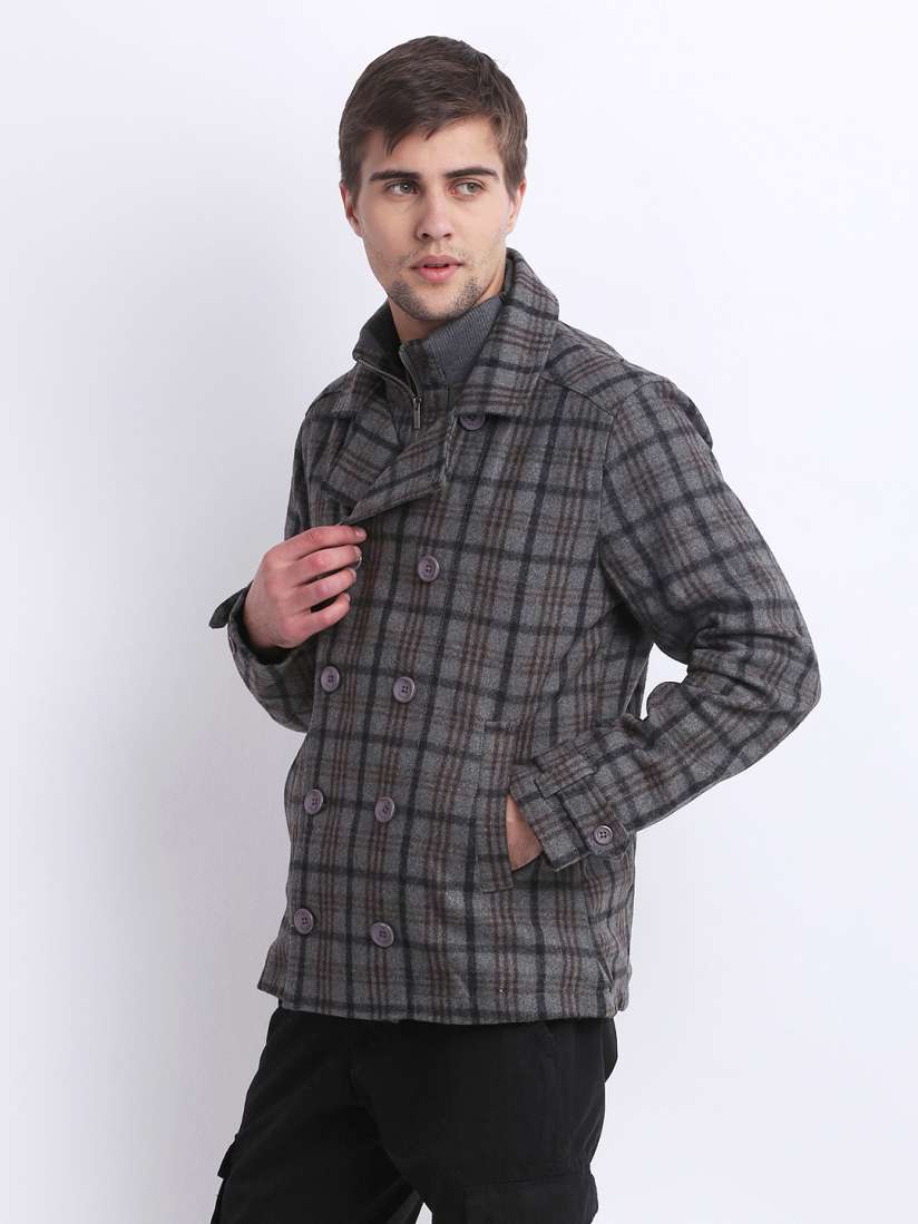 Buy Peter England Men Grey Brown Checked Wool Blend Jacket Jackets for Men 209491 Myntra