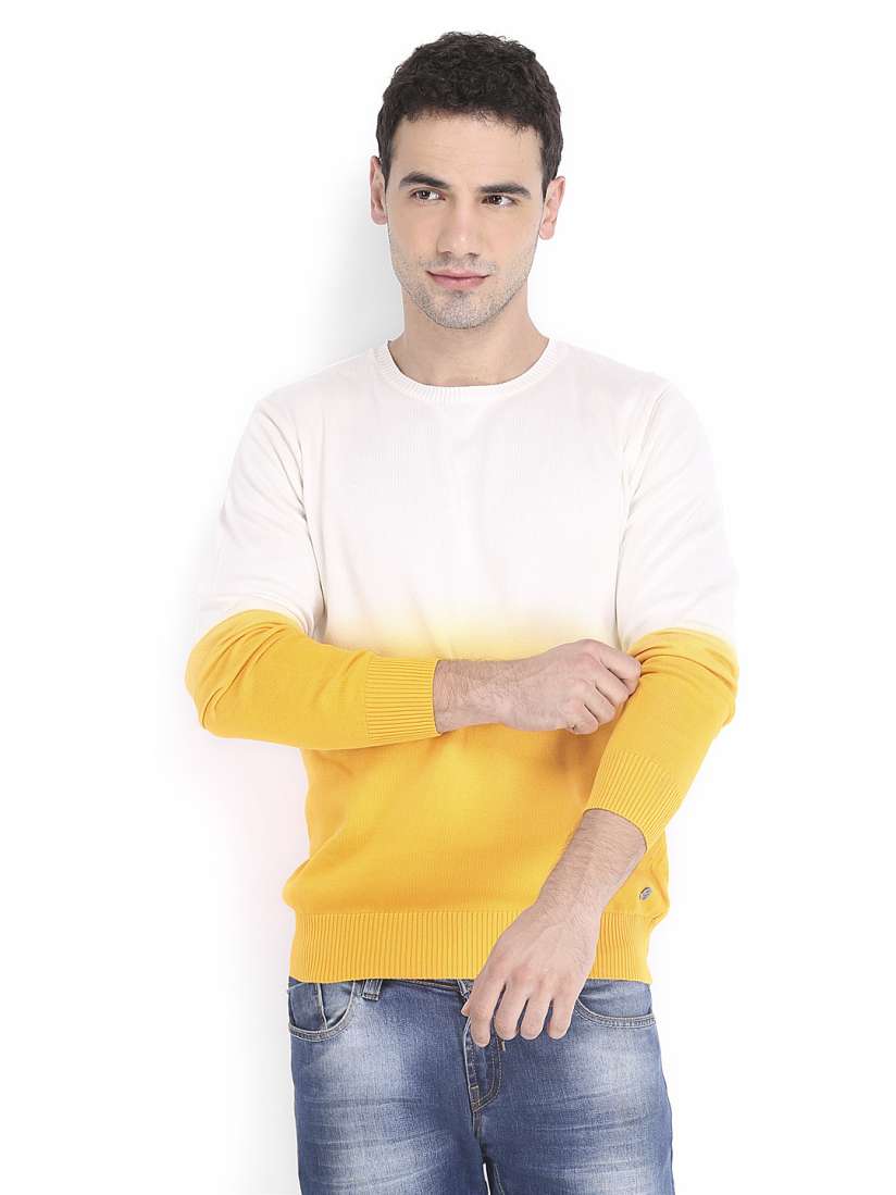 Buy Peter England Men Off White Yellow Ombre Dyed Sweater Sweaters for Men 533606 Myntra