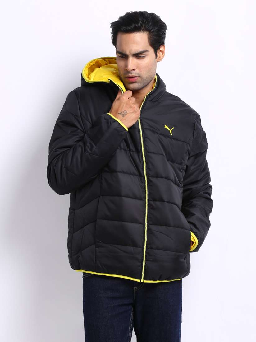 Puma men's front-zip jacket with sherpa-lined hood shop