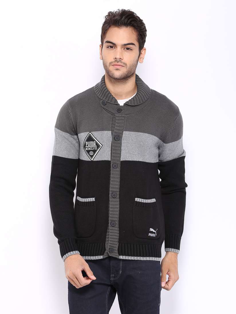 Buy Puma Men Grey Black Sweater Sweaters for Men 353747 Myntra