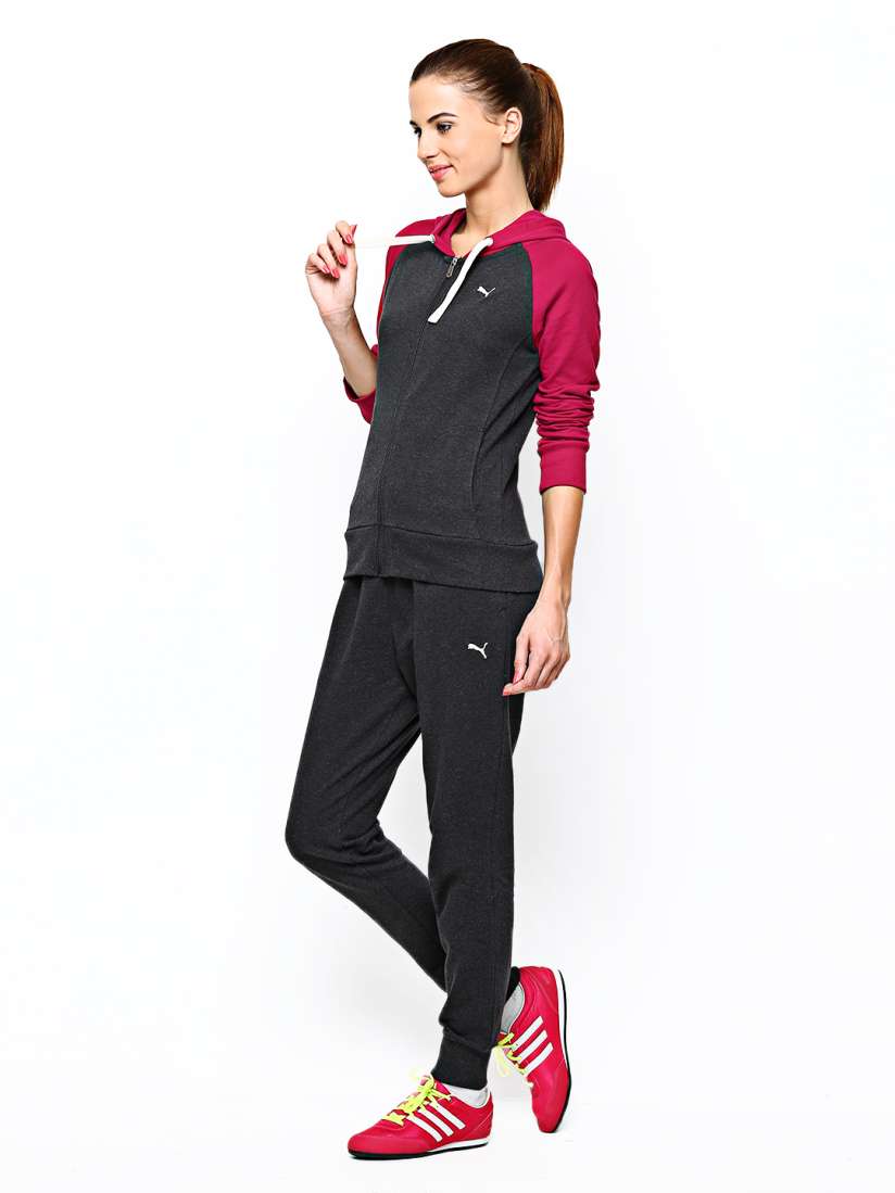 Puma grey tracksuit womens best sale