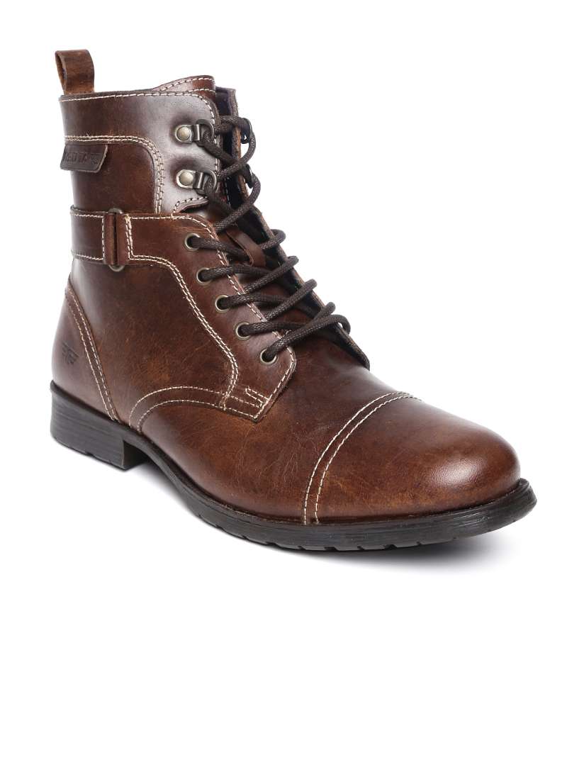 Buy Red Tape Men Brown Leather Boots Boots for Men 641066 Myntra