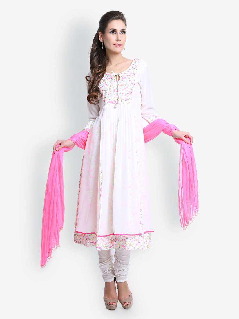 Buy SIA Fashion Women Off White Anarkali Churidar Kurta With Dupatta Set Kurta Sets for Women 303065 Myntra