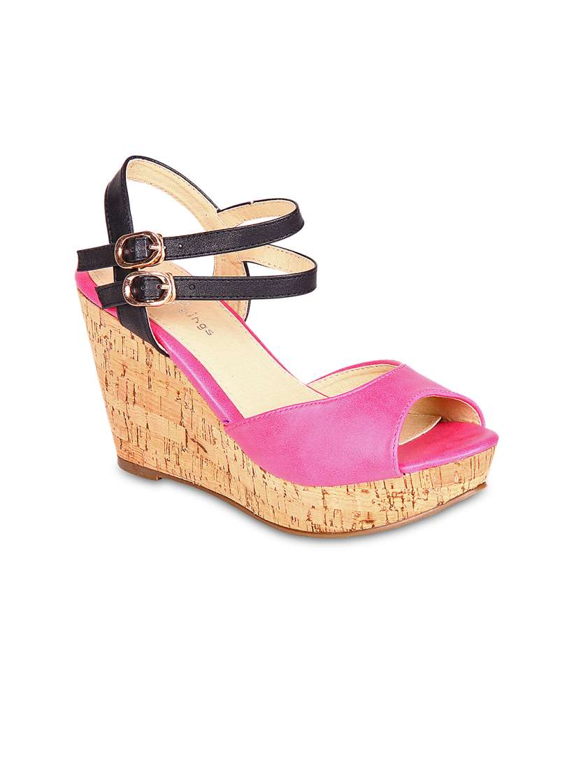 Buy STEPpings Women Pink Black Wedges Heels for Women 339284 Myntra