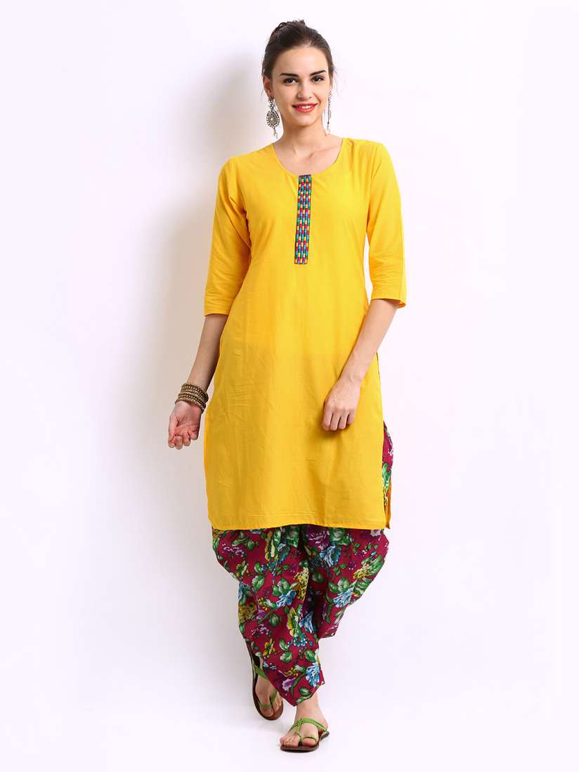 Buy Shree Women Yellow Magenta Printed Jodhpuri Salwar Suit Kurta Sets for Women 238021 Myntra
