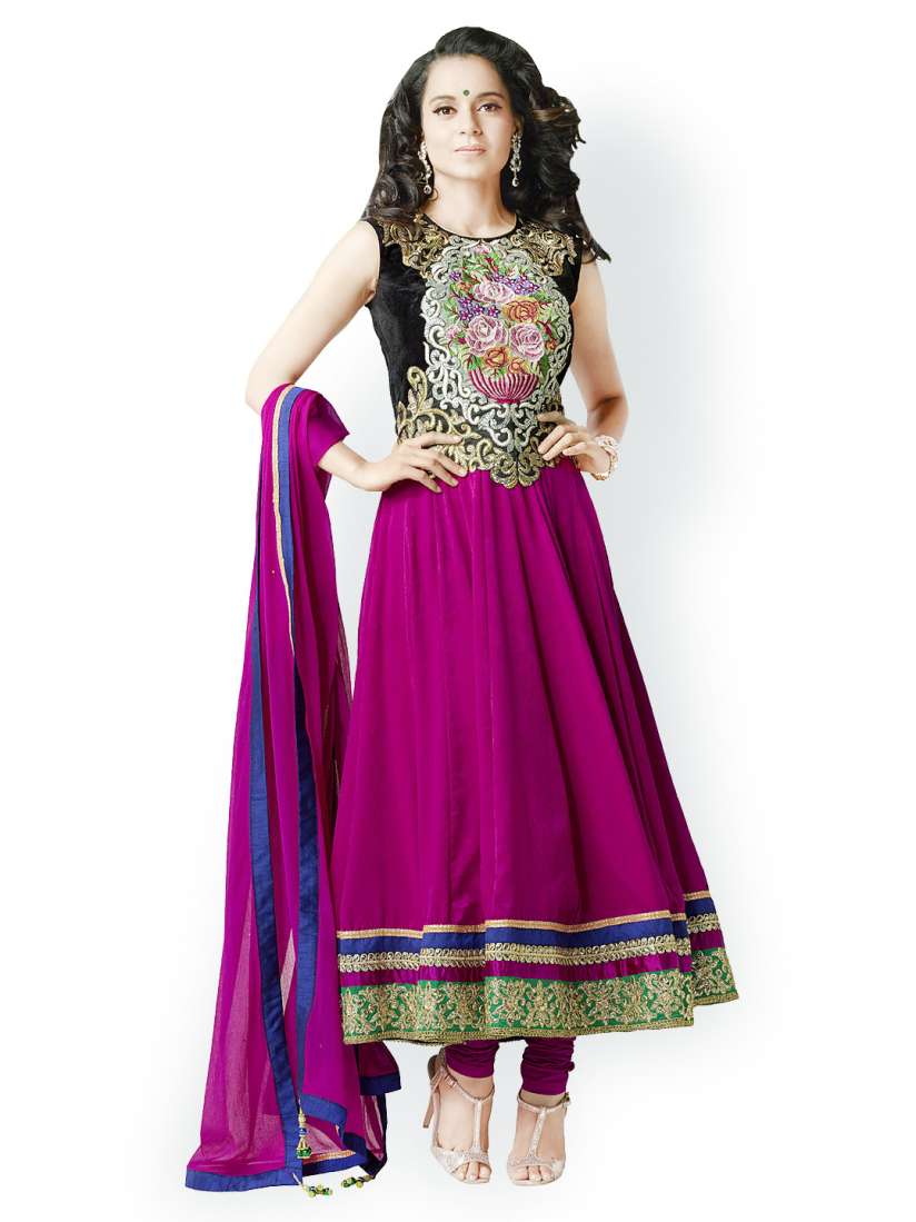 Buy Silk Bazar Pink Embroidered Georgette Unstitched Anarkali Dress Material Dress Material for Women 490226 Myntra