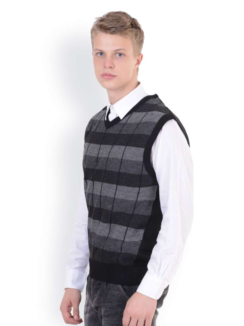 Buy Sportking Men Black Grey Sleeveless Sweater Sweaters for Men 514856 Myntra