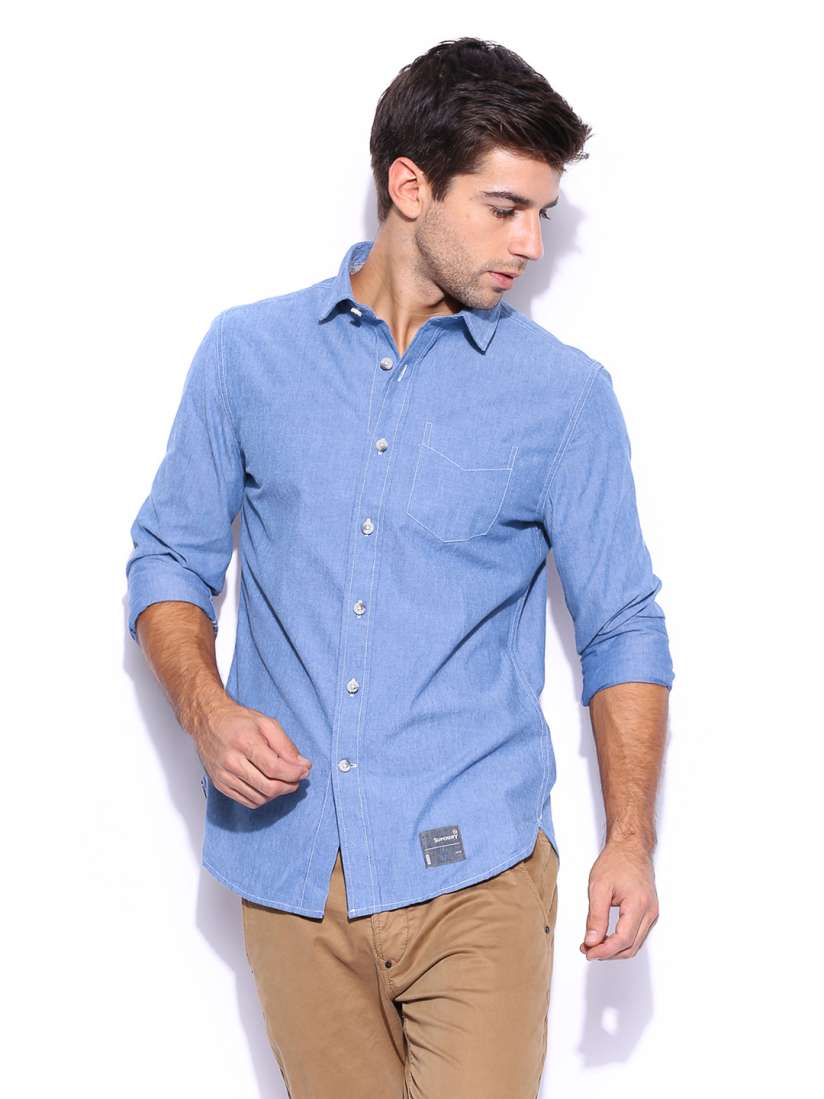 Buy Superdry Men Blue Heavy Laundered Cut Collar Casual Shirt Shirts for Men 498078 Myntra