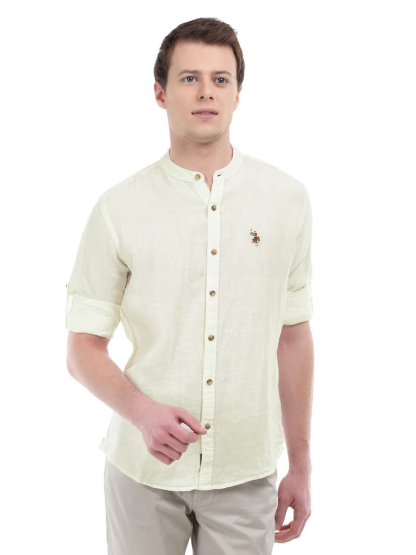 Buy U.S. Polo Assn. Denim Co. Men Cream Coloured Linen Shirt Shirts for Men 113888 Myntra