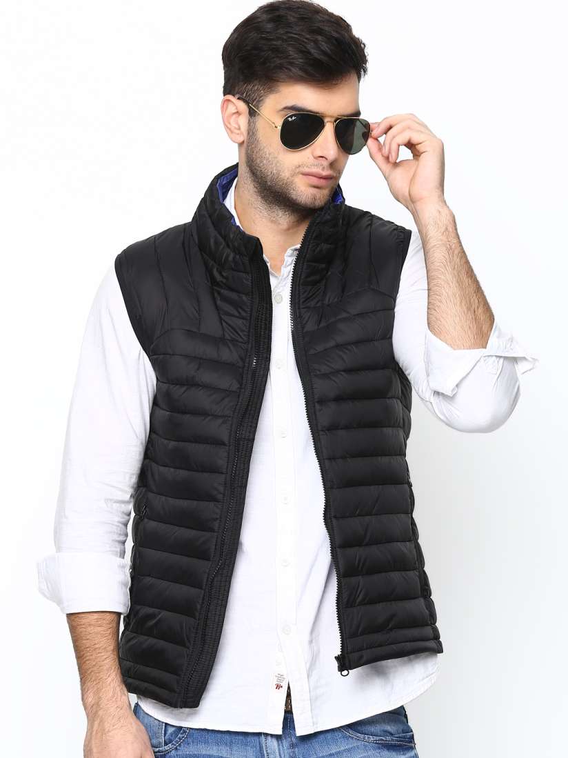 Buy United Colors of Benetton Men Black Sleeveless Jacket Jackets for Men 565116 Myntra