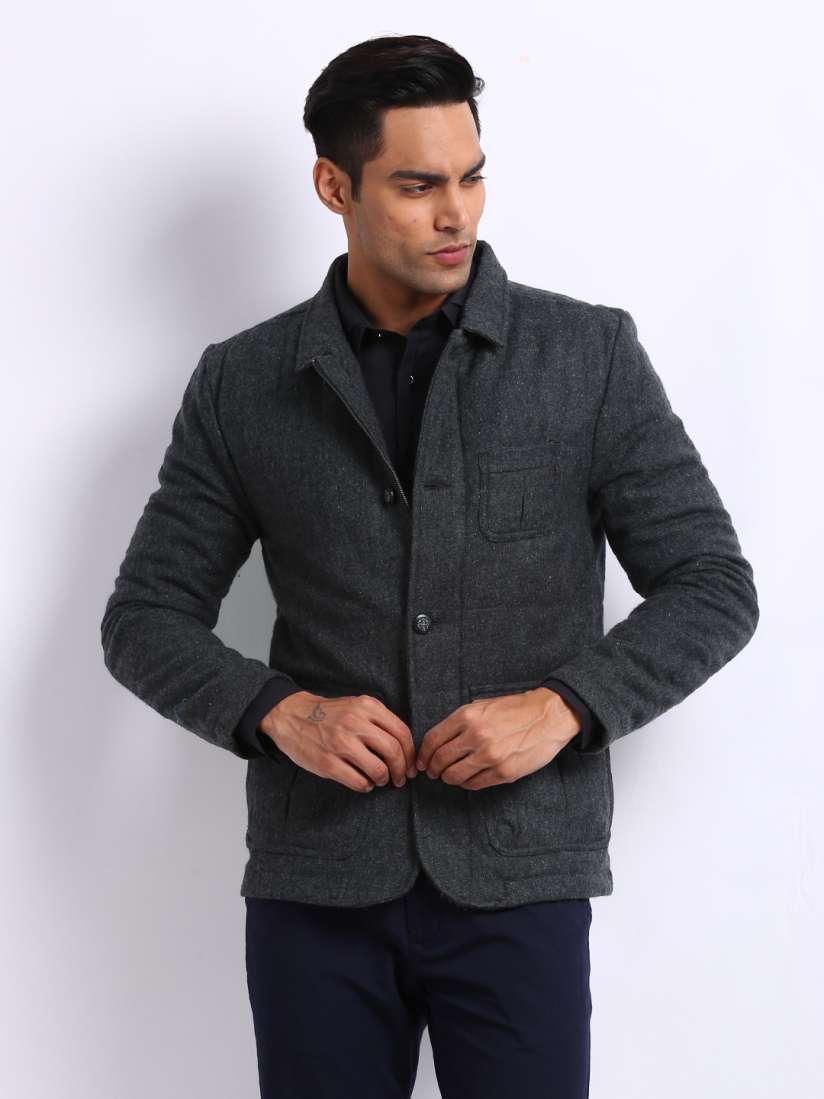 Buy United Colors of Benetton Men Grey Wool Blend Jacket Jackets for Men 193325 Myntra
