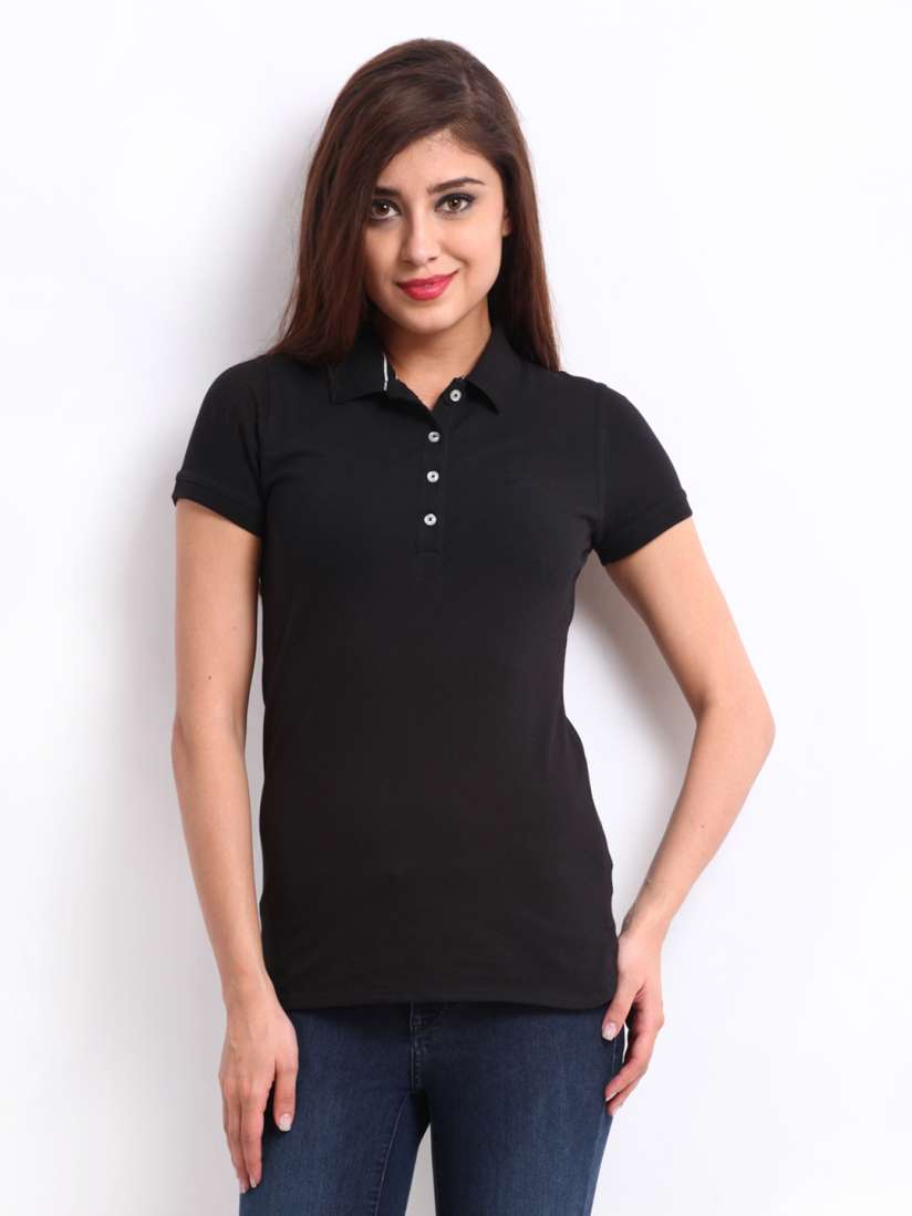 Buy United Colors of Benetton Women Black Polo T shirt Tshirts for Women 237437 Myntra