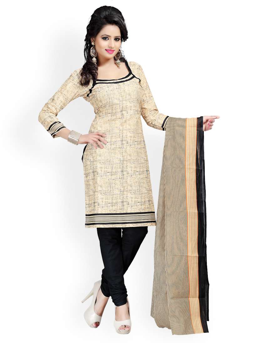 Buy Vaamsi Beige Black Printed Unstitched Dress Material Dress Material for Women 658383 Myntra