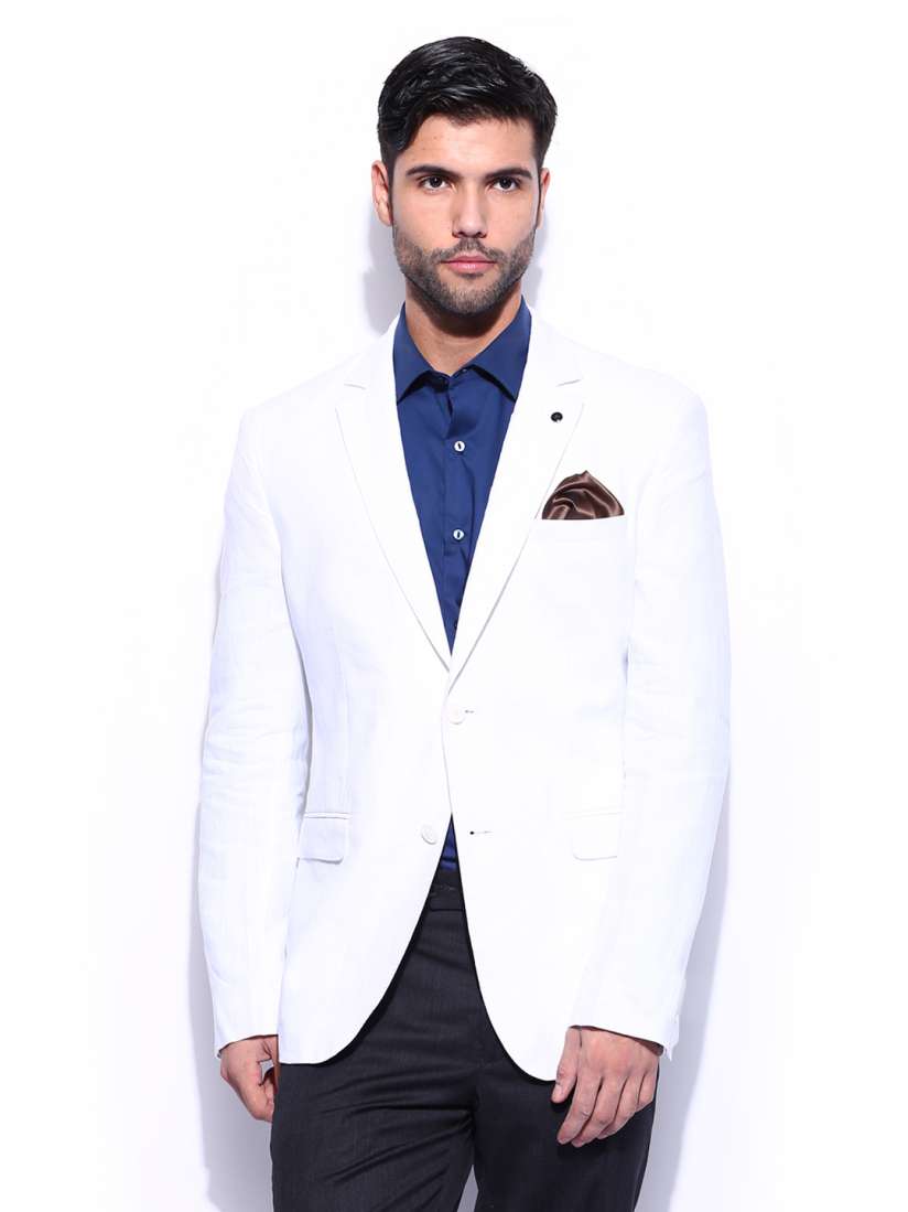 Buy Van Heusen Men White Slim Fit Linen Blazer Blazers for Men 394676 Myntra