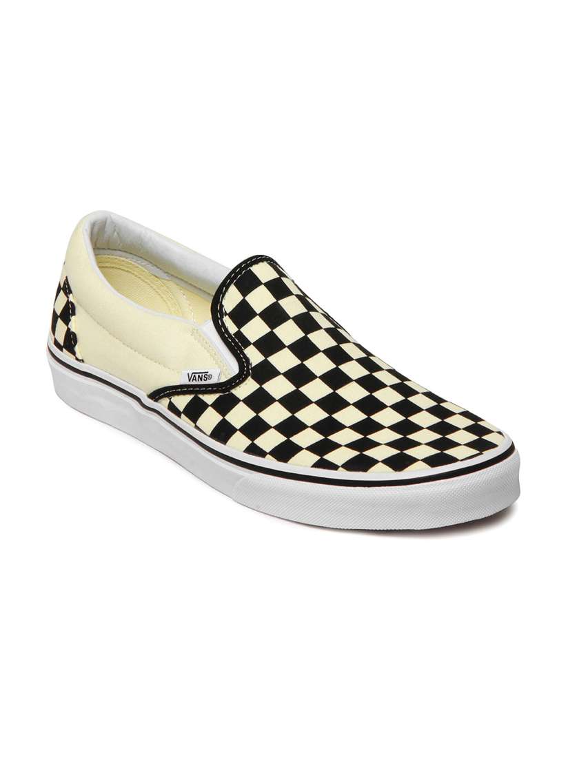 Buy Vans Men Cream Black Checked Classic Slip On Casual Shoes Casual Shoes for Men 182656 Myntra
