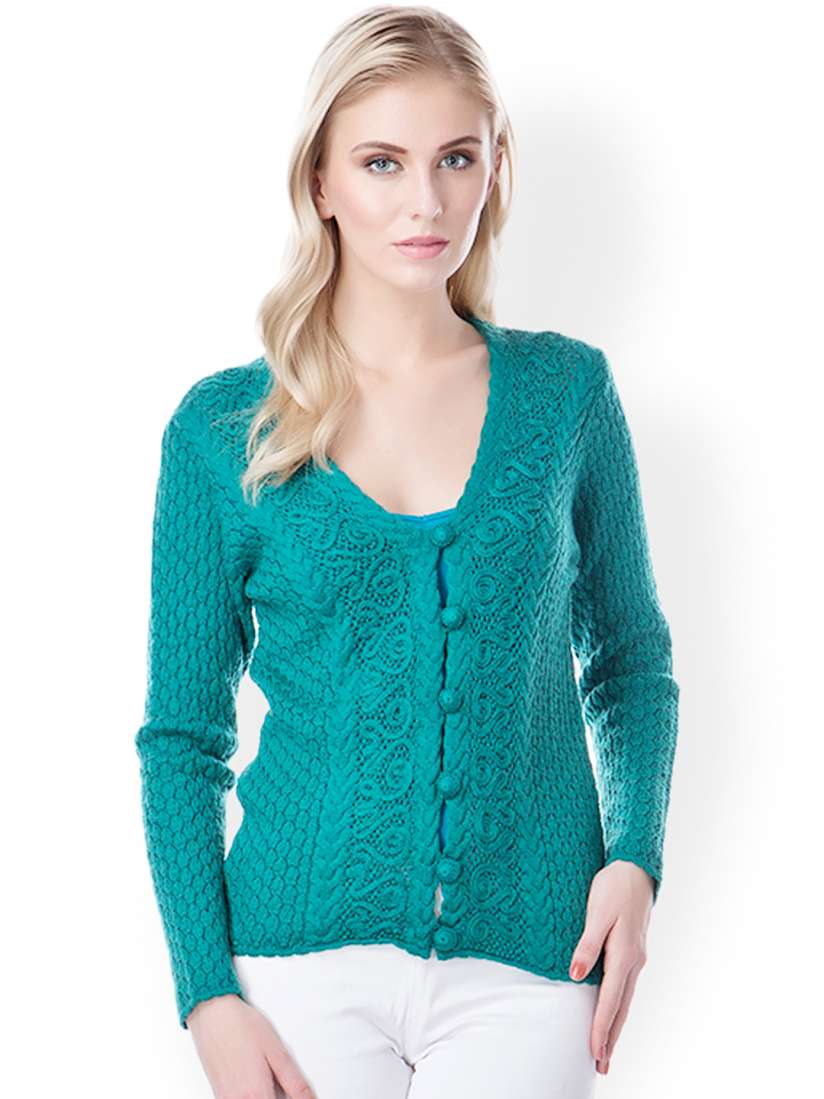 Buy Virsa Women Turquoise Blue Cardigan Sweaters for Women 599549 Myntra