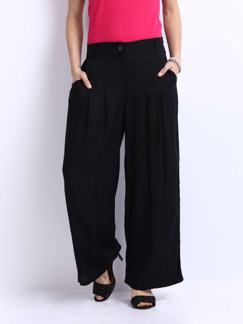 Buy W Women Black Tailored Palazzo Trousers Trousers for Women 253715 Myntra