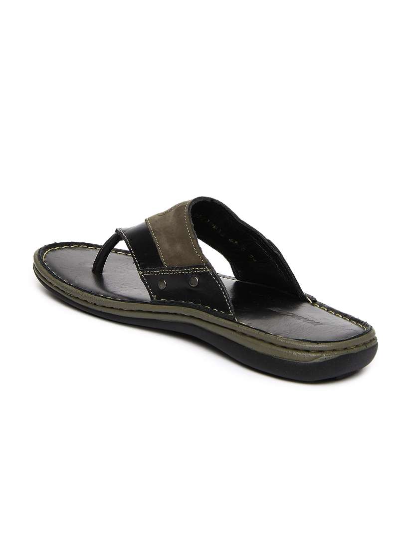 Woodland black leather sandals cheap