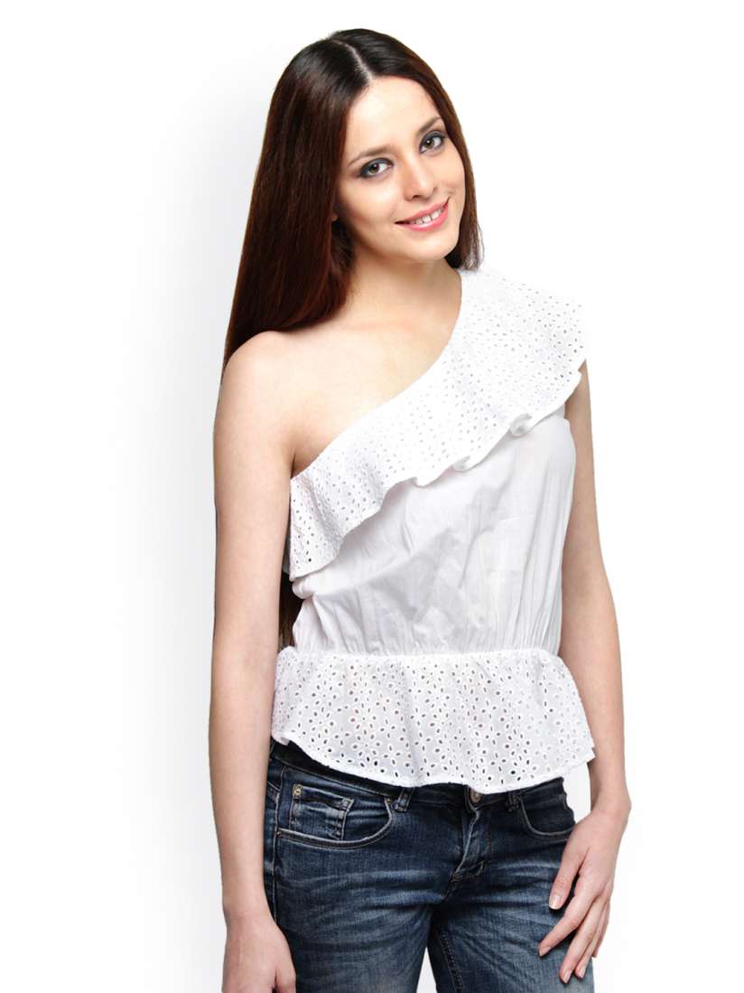 Buy XnY Women White One Shoulder Peplum Top Tops for Women 414874 Myntra
