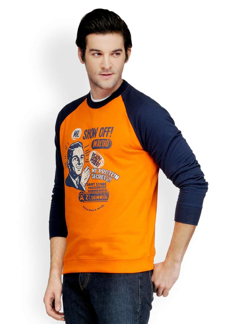 Buy Yepme Men Orange Navy Blue Printed Sweatshirt Sweatshirts for Men 342318 Myntra