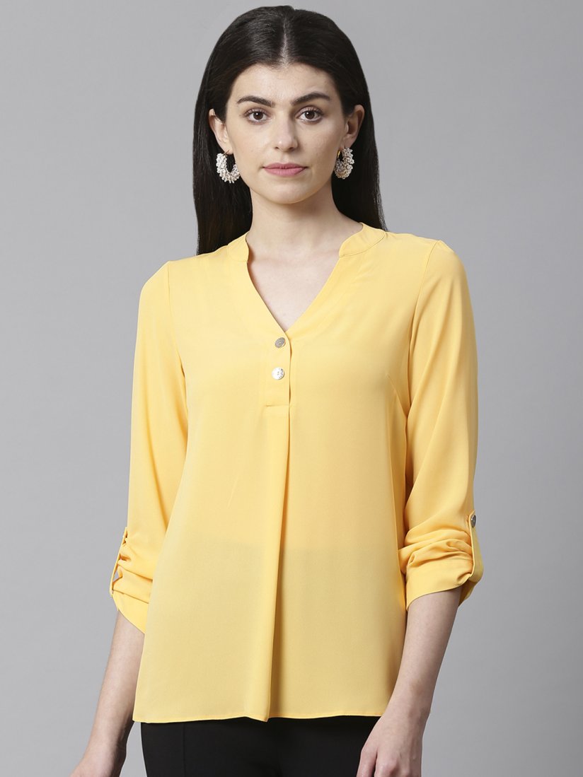 Buy DOROTHY PERKINS Women Yellow Solid Top Tops for Women 11649728 Myntra