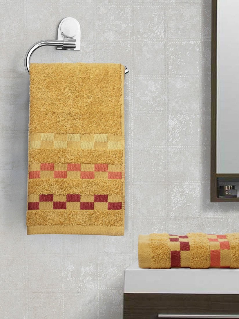 Buy BIANCA Set Of 2 Gold Coloured Solid 450 GSM Pure Cotton Hand Towels Hand Towels for Unisex 14361630 Myntra