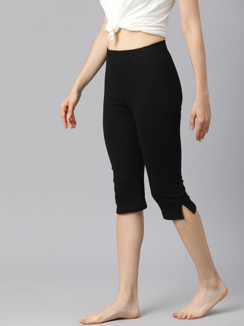 Buy NOT YET by us Women Relaxed Fit Cotton Lounge Capris with Side Slits Lounge Pants for Women 15363904 Myntra