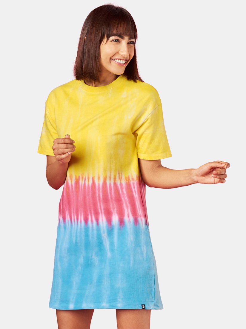 Buy The Souled Store Yellow Pink Tie and Dye T-shirt Oversized