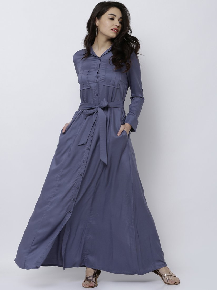 Buy Tokyo Talkies Women Grey Solid Maxi Dress Dresses for Women 2311117 Myntra