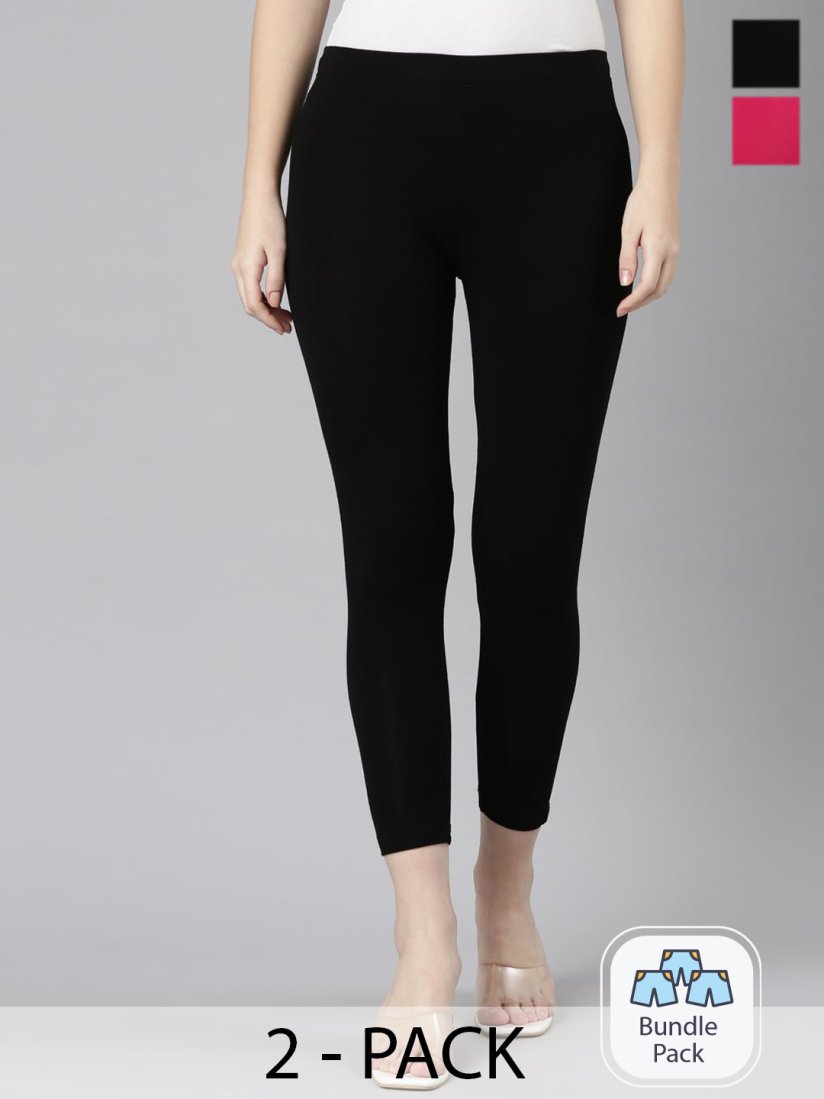Buy Twin Birds Pack Of 2 Women Solid Skinny Fit High Ankle Cropped Leggings Leggings for Women 25794078 Myntra