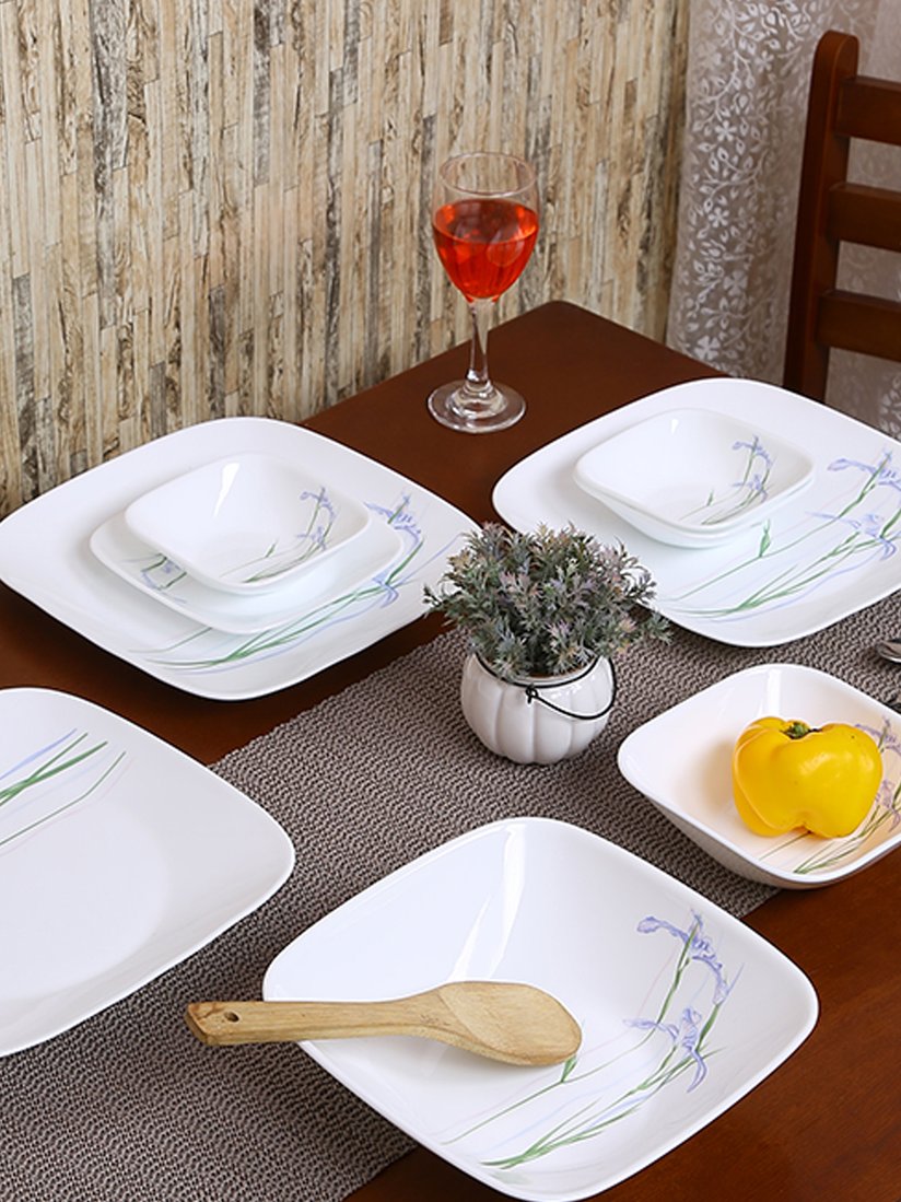 Timber Shadows Corelle Square Vitrelle 16pc Dinnerware Set White