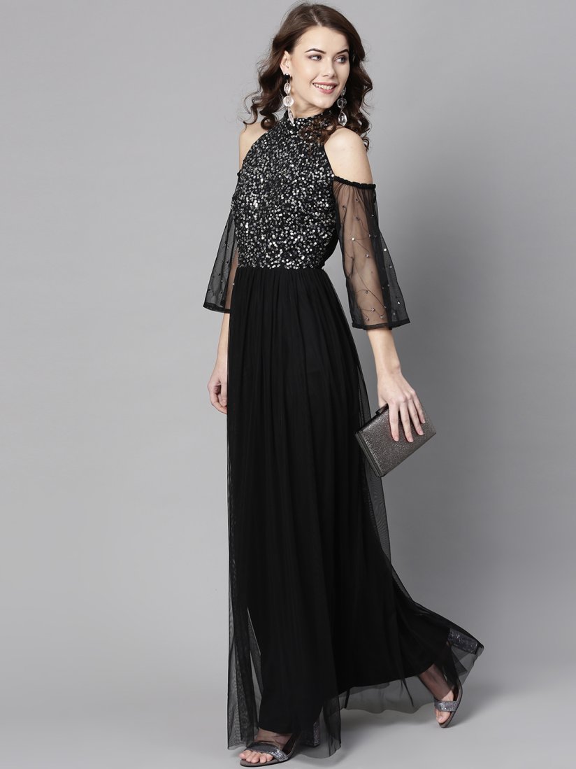 Black one piece dress myntra deals