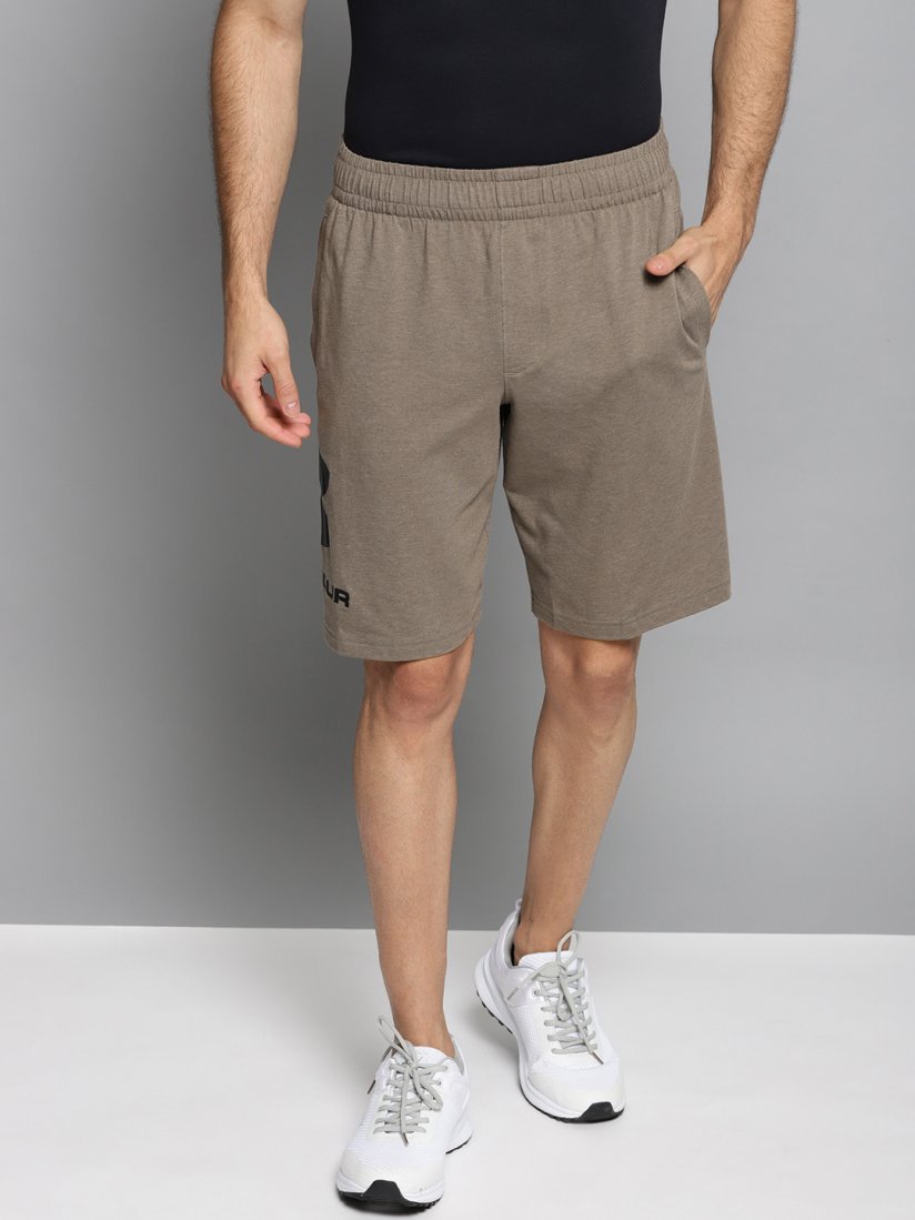 Buy UNDER ARMOUR Men Taupe Sportstyle Logo Solid Sports Shorts Shorts for Men 8903345 Myntra