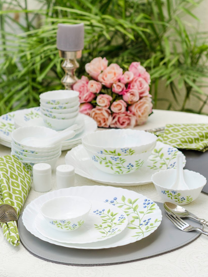 Buy Laopala White Green Set Of 35 Opalware Dinner Set Dinner Set for Unisex 11369042 Myntra