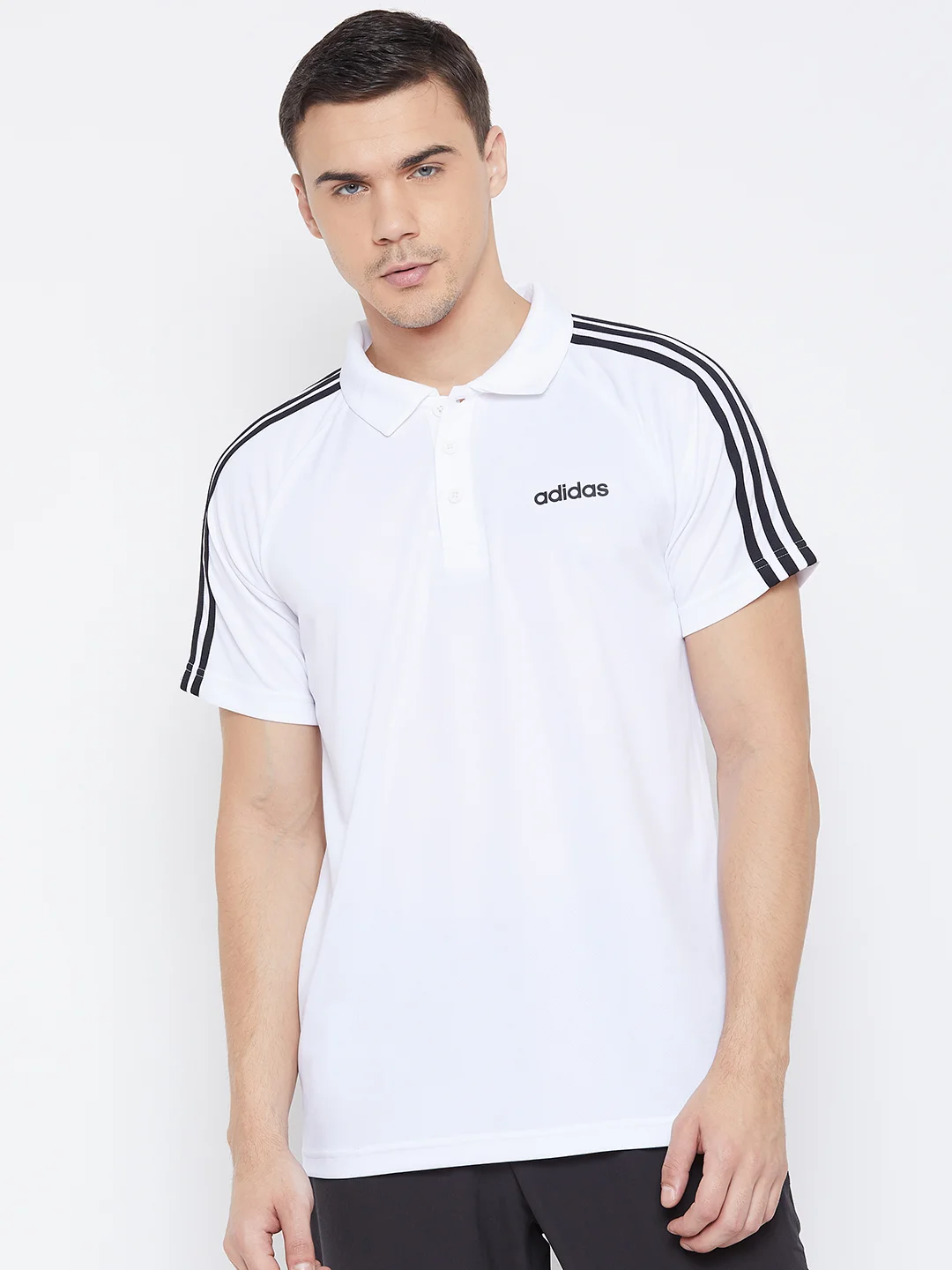 ADIDAS Men White Solid Classics Polo Collar T-shirt