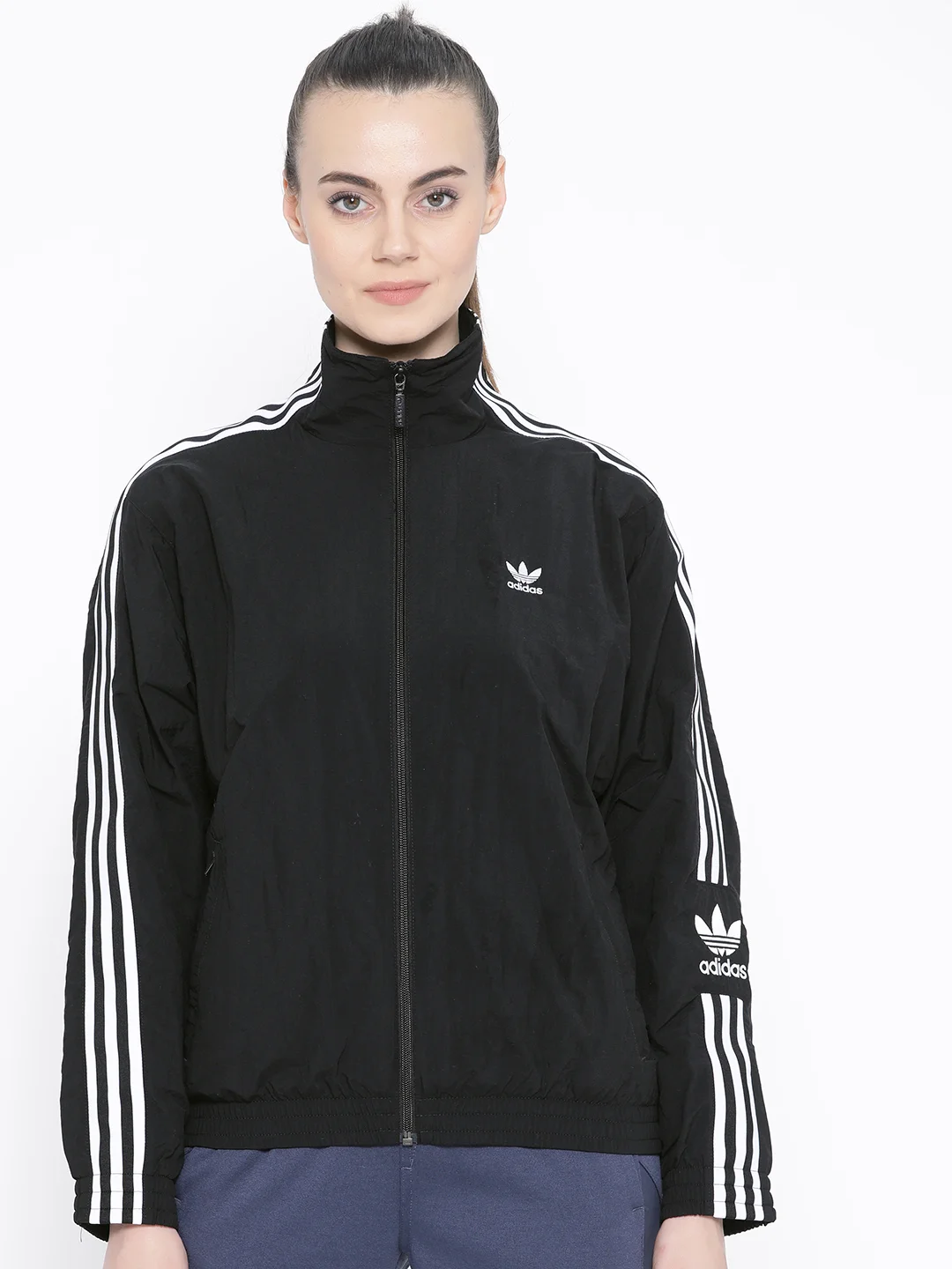 Buy ADIDAS Originals Women Black Solid Lock Up Track Jacket