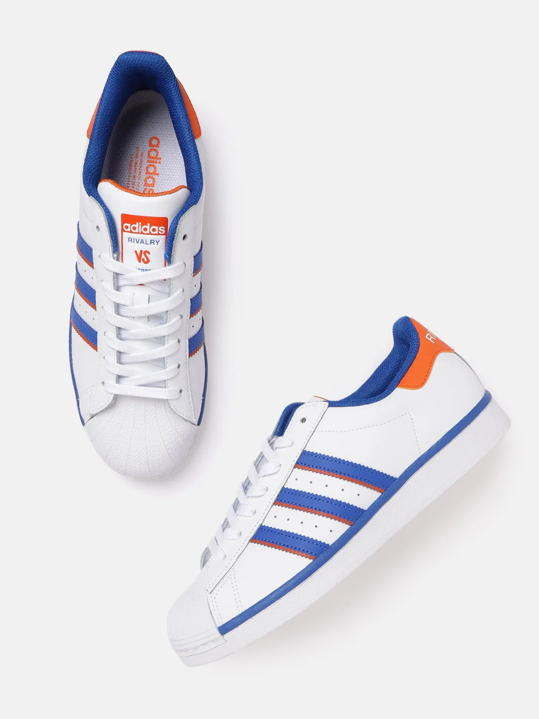 Buy ADIDAS Originals Men White Blue Superstar Leather Sneakers