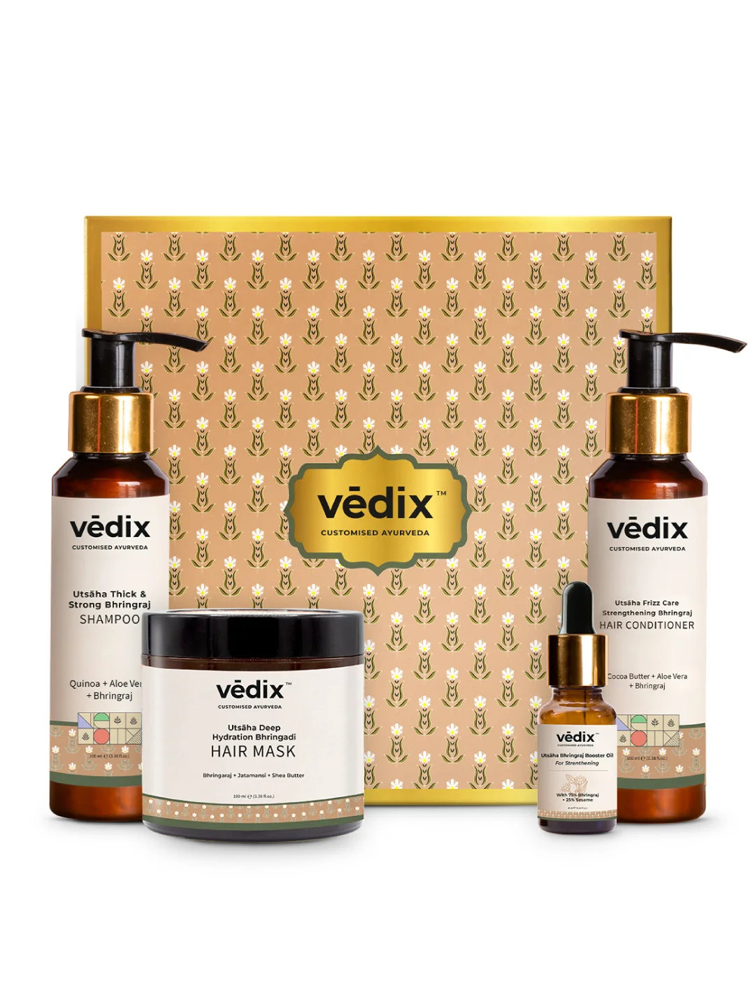 Buy VEDIX Set of 4 Ayurvedic Utsaha Bhringadi Shampoo, Conditioner